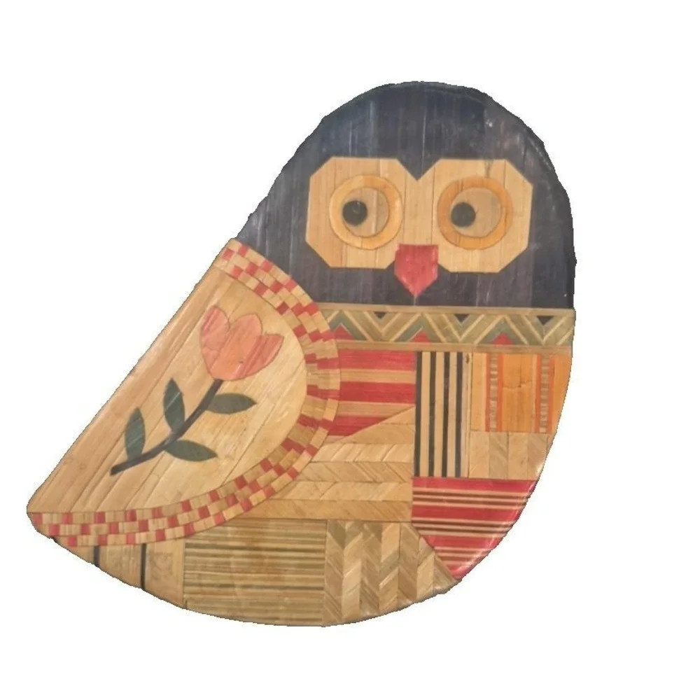Vintage‎ Wicker Owl Gift Box Lined In Red 5